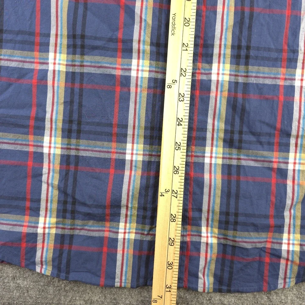 J Crew Flex Washed Shirt XL Blue Plaid Long Sleeve Button Down‎ Classic Stretch